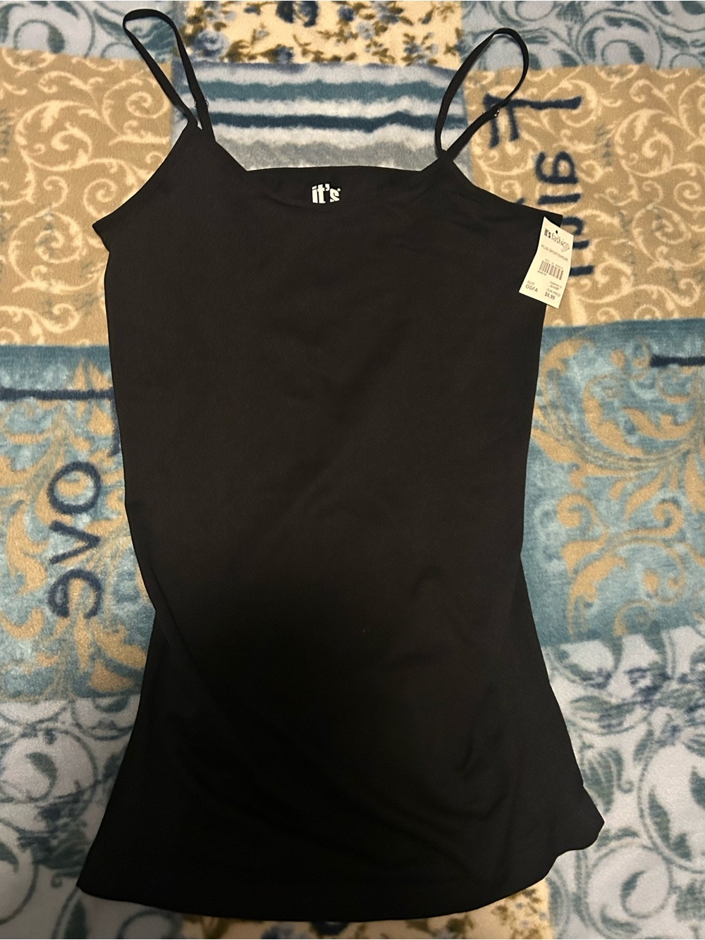 Black Ribbed Spaghetti Strap Tank - Brand : It’s Fashion